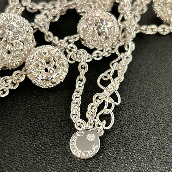 Charter Club 44” Pavé Filigree Ball Double Up Bright Silver Tone Rhinestones - Picture 5 of 9